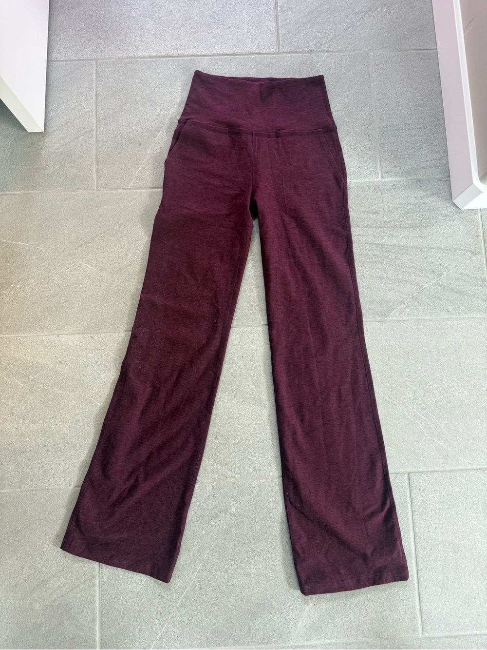 Beyond Yoga Wide Leg High-Rise Pants in Deep Plum